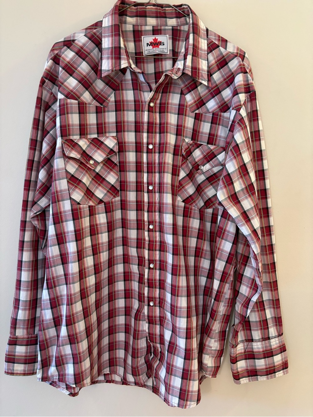 Vintage MWG Men’s Western Plaid Classic Pearl Snap Shirt XL.
